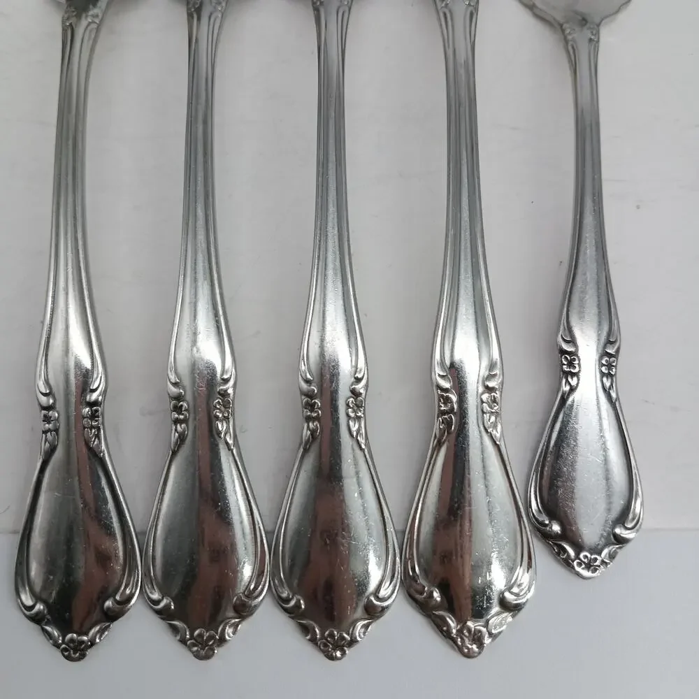 5X DF CHATEAU by ONEIDACRAFT DELUXE Stainless DINNER FORKS SCROLL FLORAL